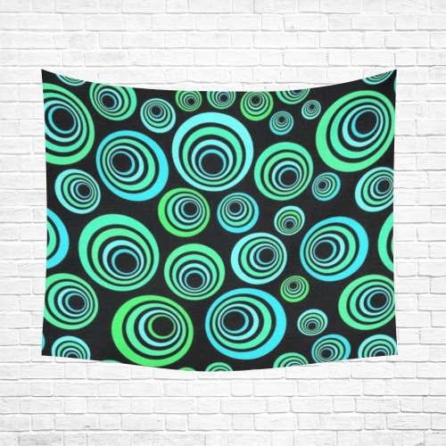 Retro Psychedelic Pretty Green Pattern Cotton Linen Wall Tapestry 60"x 51"