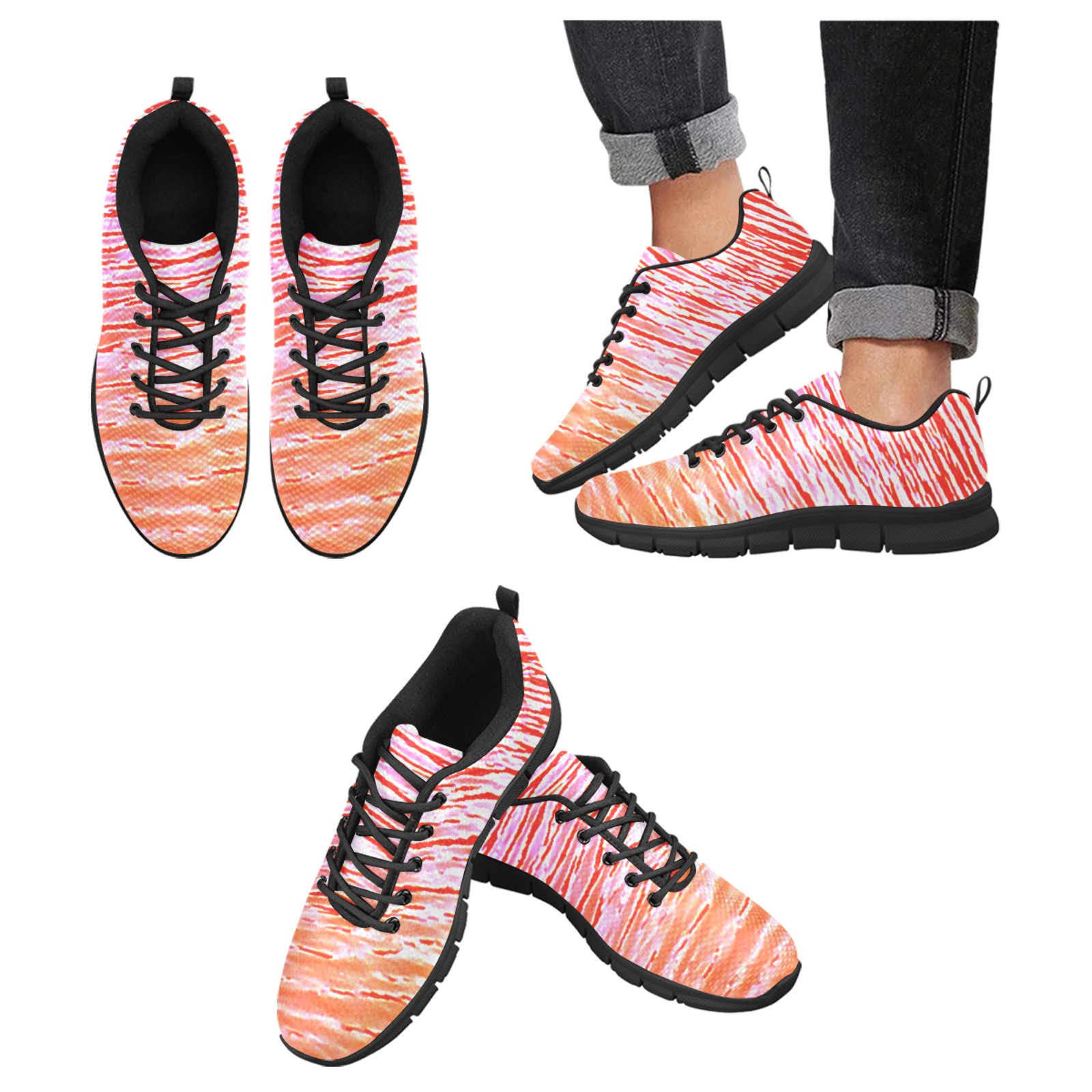 Orange and red water Women's Breathable Running Shoes (Model 055)