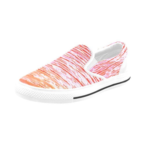 Orange and red water Women's Slip-on Canvas Shoes (Model 019)