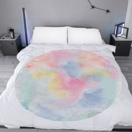 Colorful watercolor Circular Ultra-Soft Micro Fleece Blanket 60"