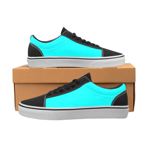 color aqua / cyan Women's Low Top Skateboarding Shoes (Model E001-2)