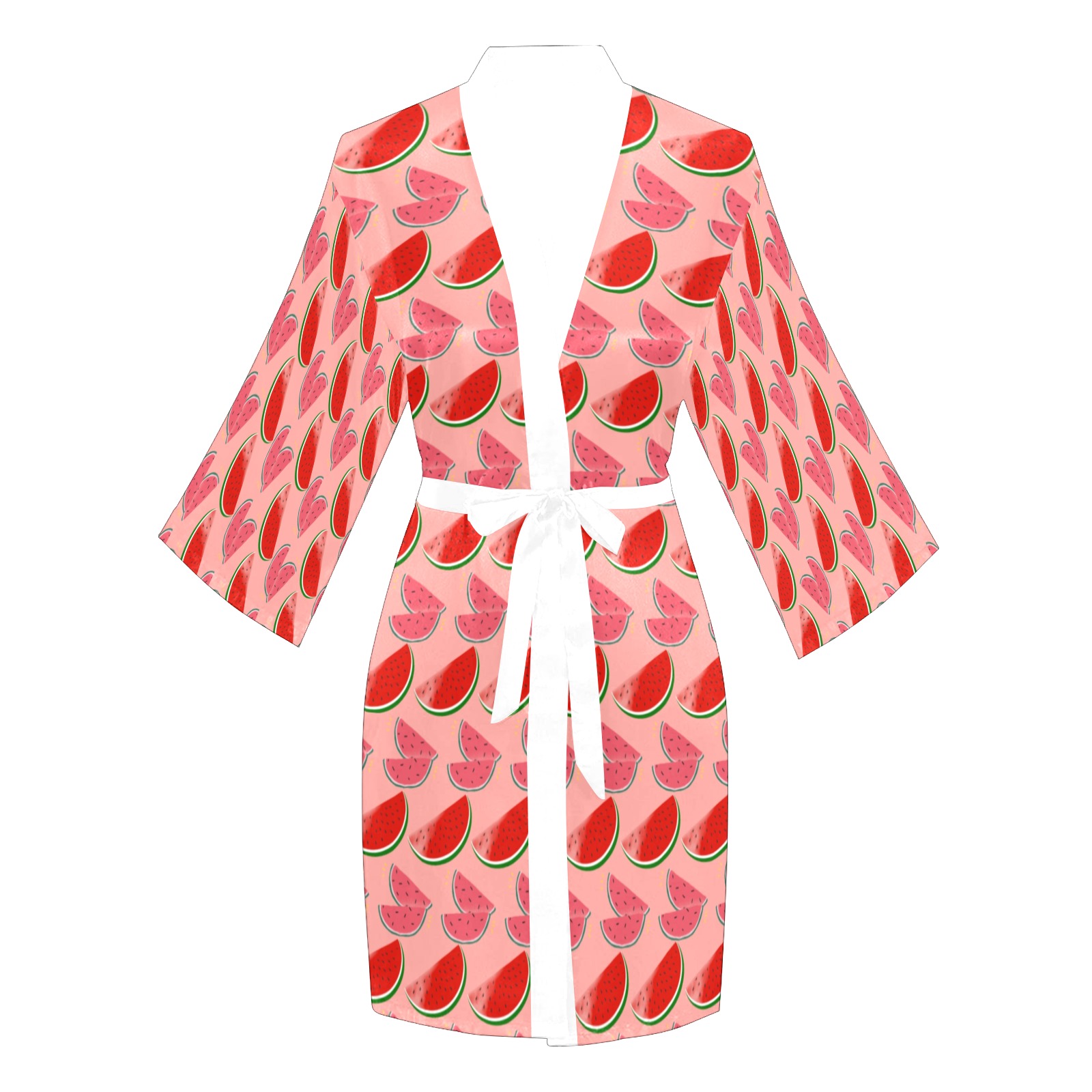 Red Watermilon Long Sleeve Kimono Robe