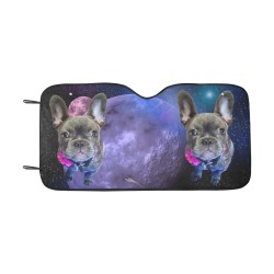 Dog French Bulldog and Planets Car Sun Shade 55"x30"