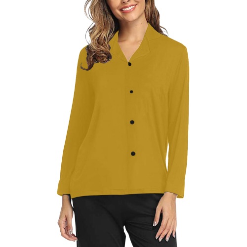 color dark goldenrod Women's Long Sleeve Pajama Shirt