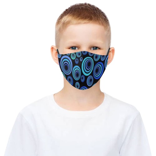 Retro Psychedelic Pretty Blue Pattern 3D Mouth Mask with Drawstring (Pack of 20) (Model M04)