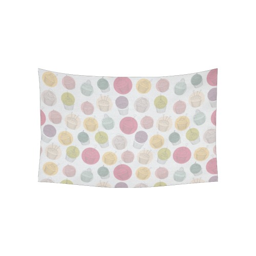 Colorful Cupcakes Cotton Linen Wall Tapestry 60"x 40"