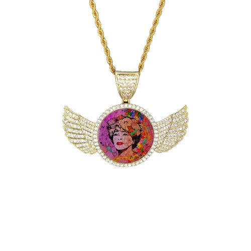 The Best by Nico Bielow Wings Gold Photo Pendant with Rope Chain
