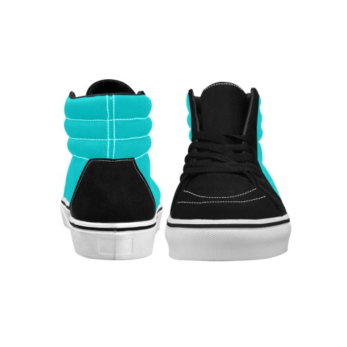 color dark turquoise Men's High Top Skateboarding Shoes (Model E001-1)