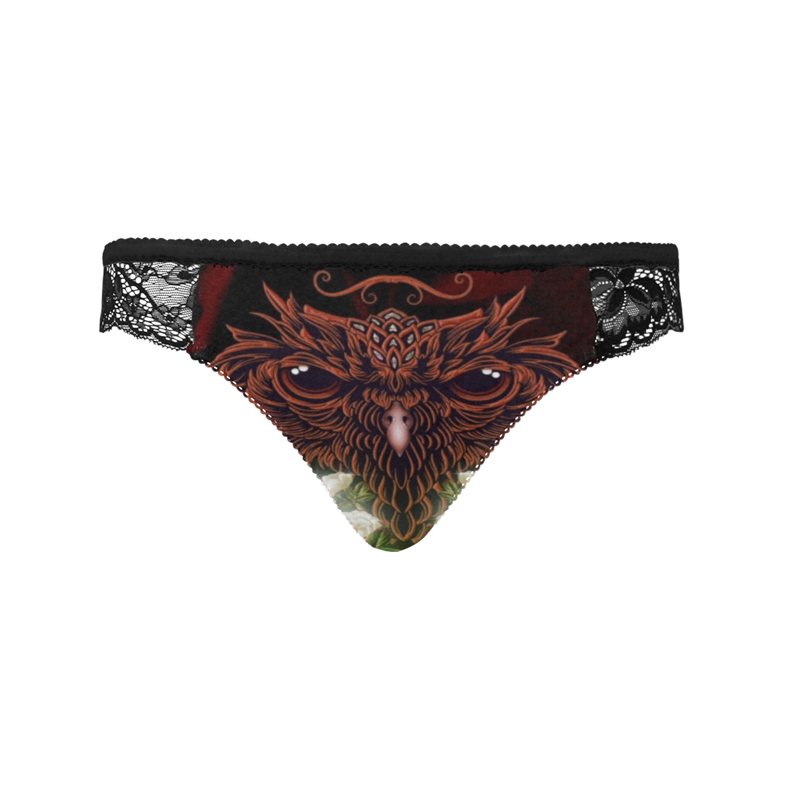 Awesome owl with flowers Women's Lace Panty (Model L41)