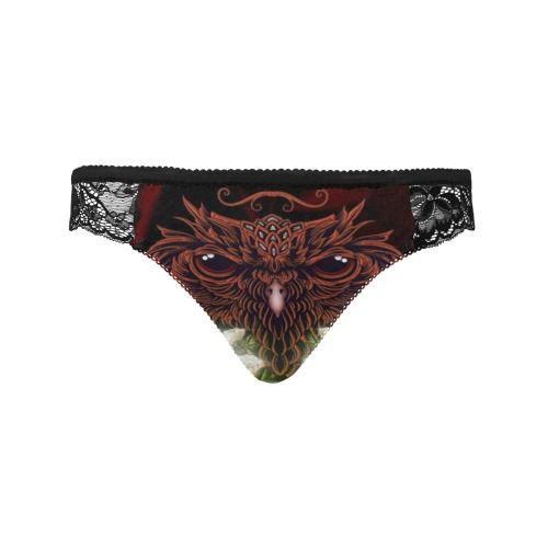 Awesome owl with flowers Women's Lace Panty (Model L41)