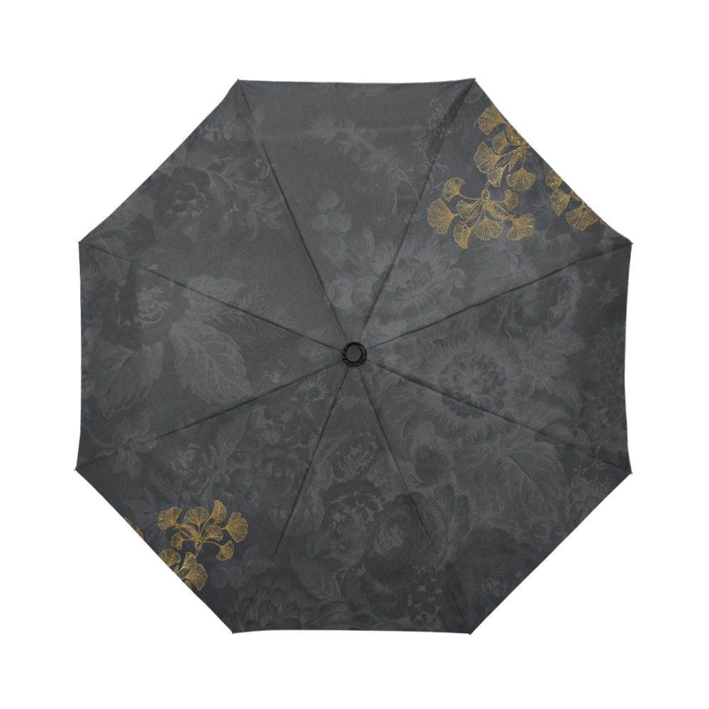UMB BlackDamaskGoldGingko Auto-Foldable Umbrella (Model U04)