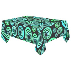 Retro Psychedelic Pretty Green Pattern Cotton Linen Tablecloth 60"x 104"