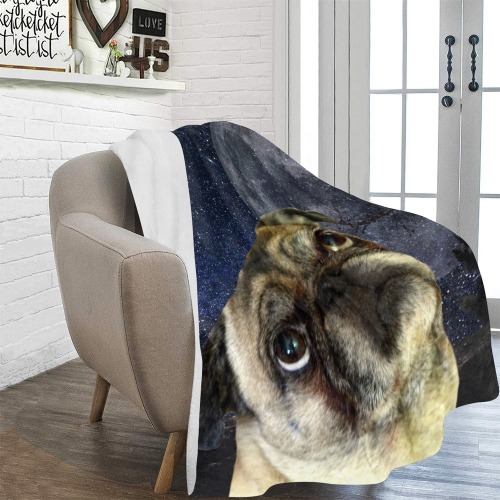 Dog Pug and Moon Ultra-Soft Micro Fleece Blanket 60"x80"