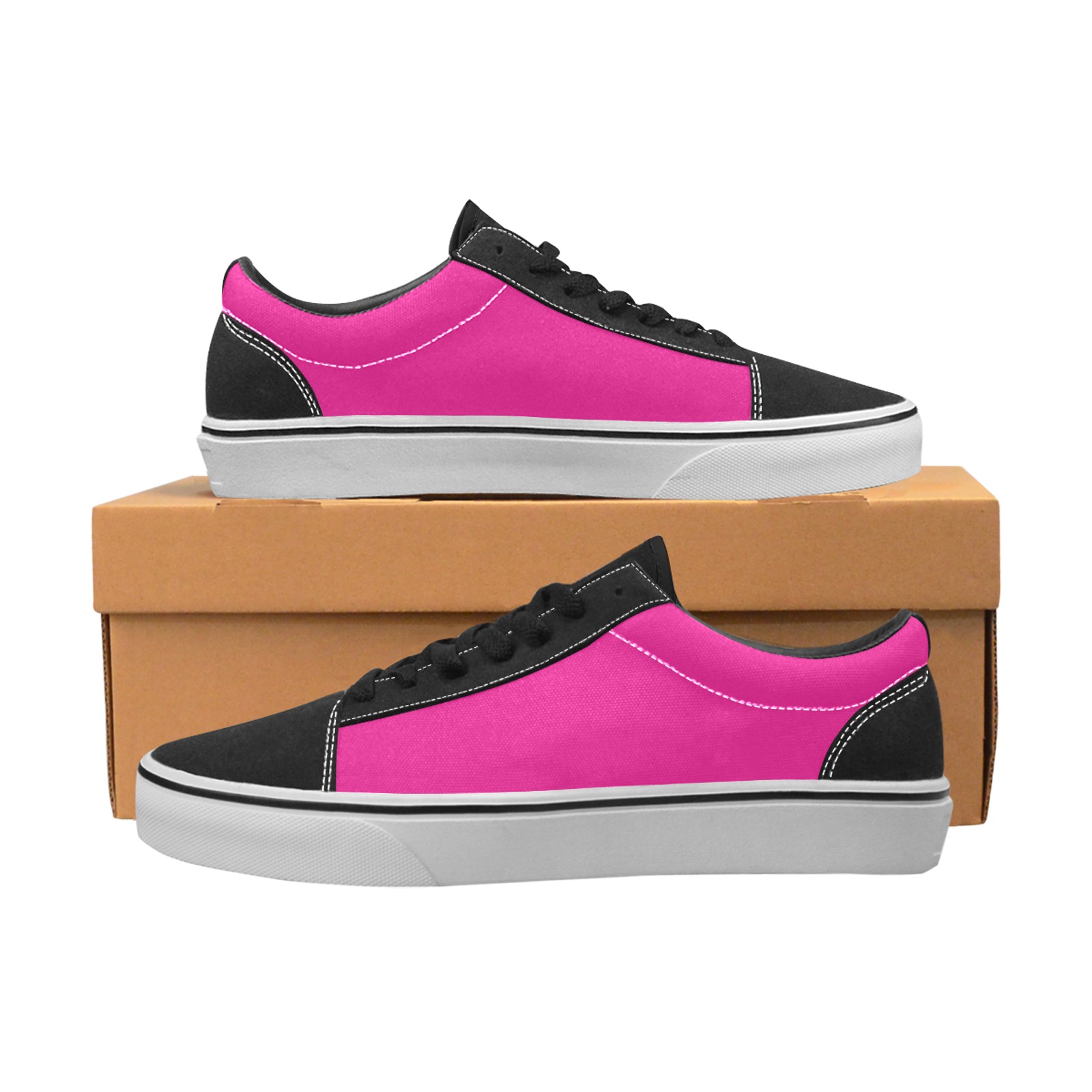 color Barbie pink Women's Low Top Skateboarding Shoes (Model E001-2)