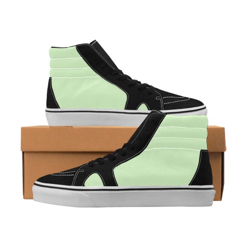 color tea green Women's High Top Skateboarding Shoes (Model E001-1)