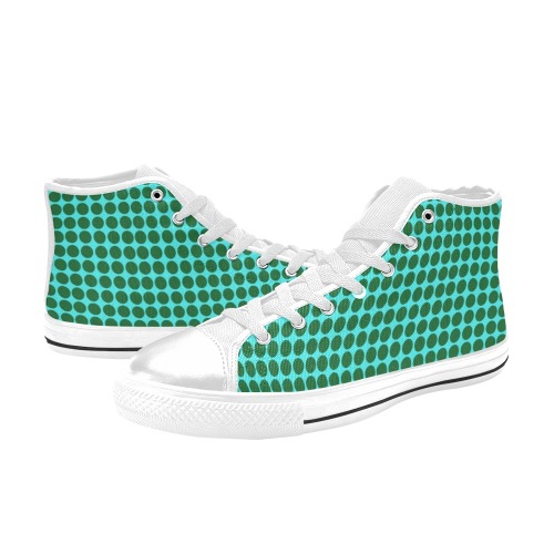 green-seafoam-dots High Top Canvas Shoes for Kid (Model 017)