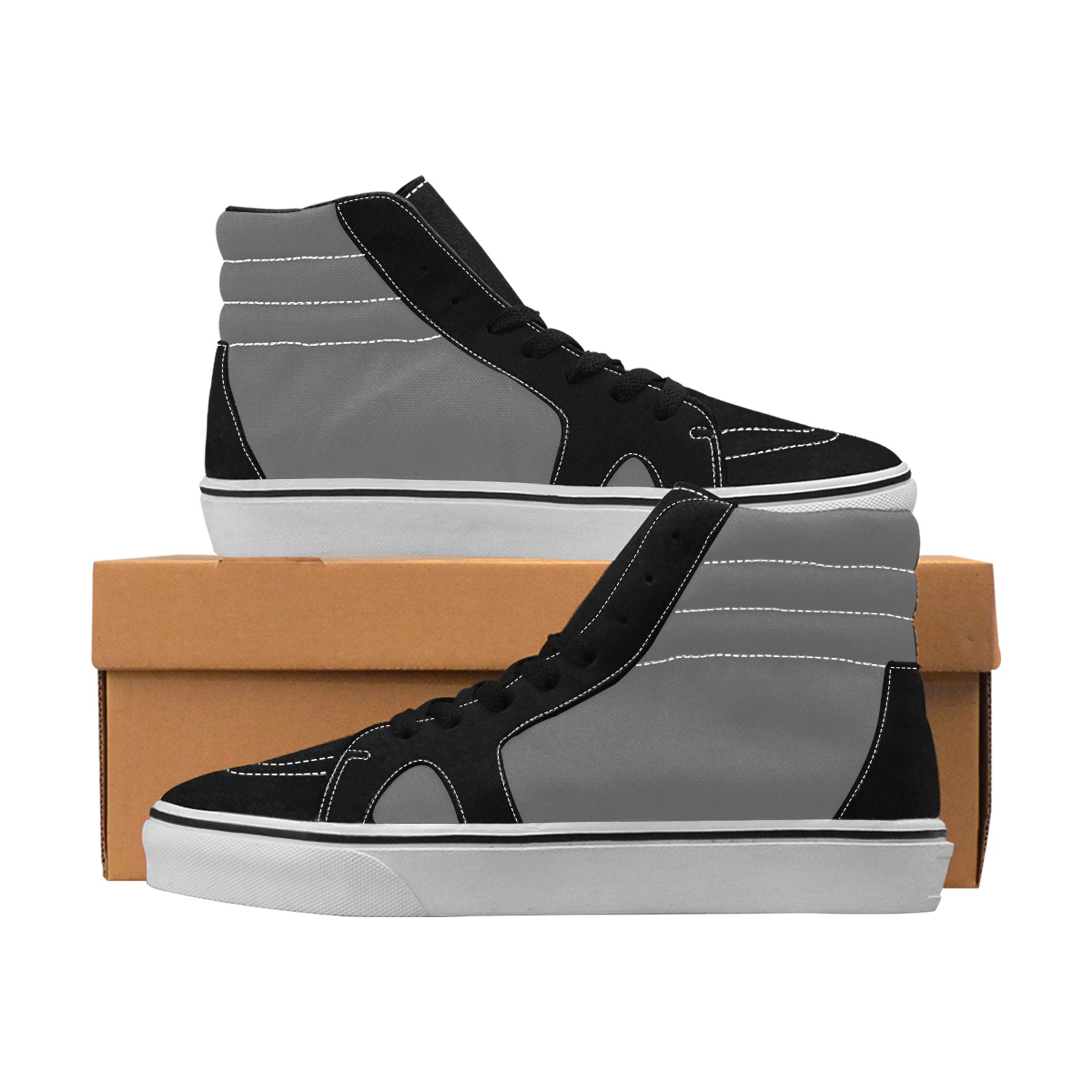 color dim grey Women's High Top Skateboarding Shoes (Model E001-1)
