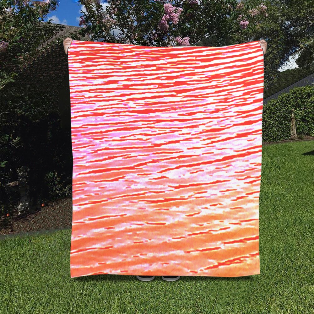 Orange and red water Quilt 50"x60"