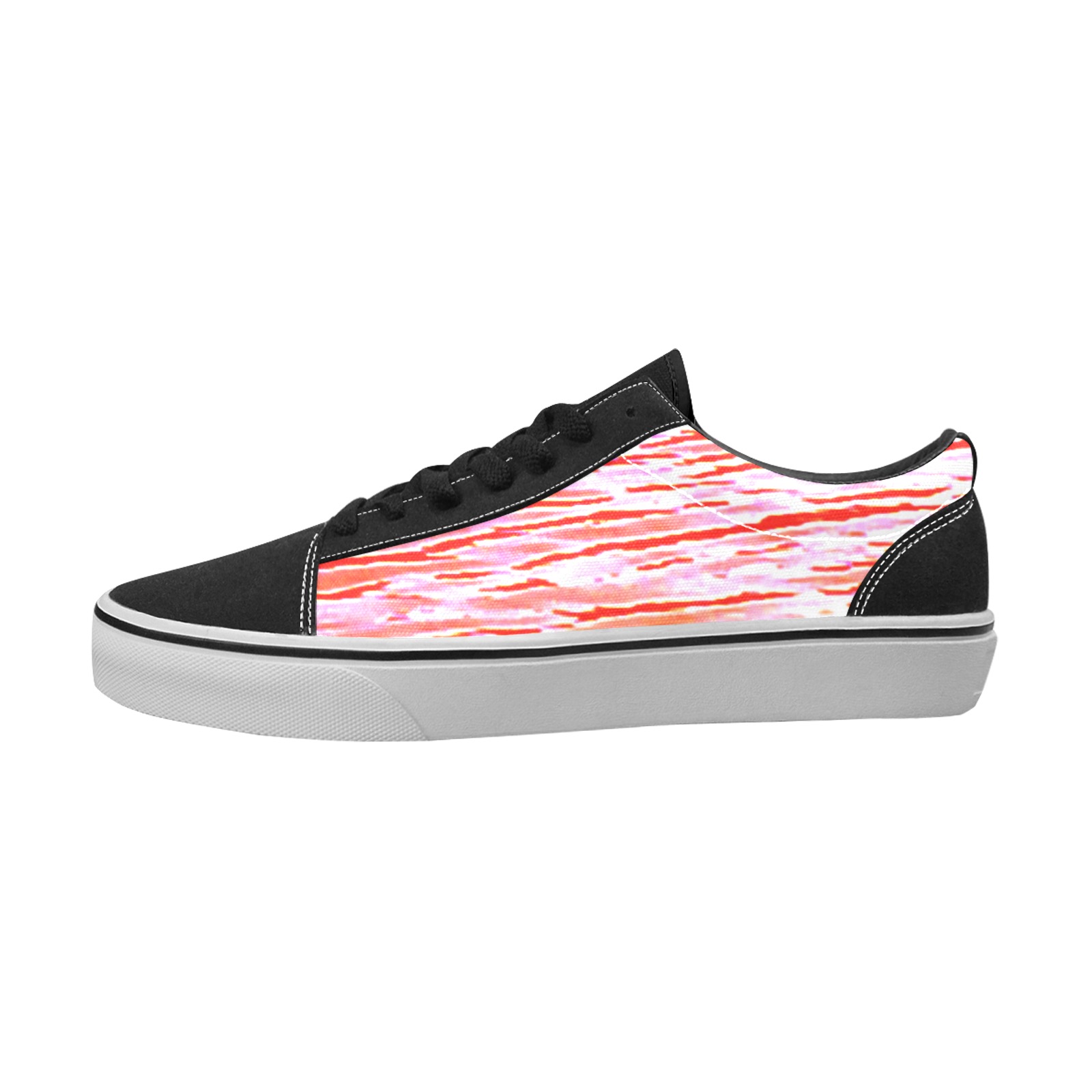 Orange and red water Men's Low Top Skateboarding Shoes (Model E001-2)