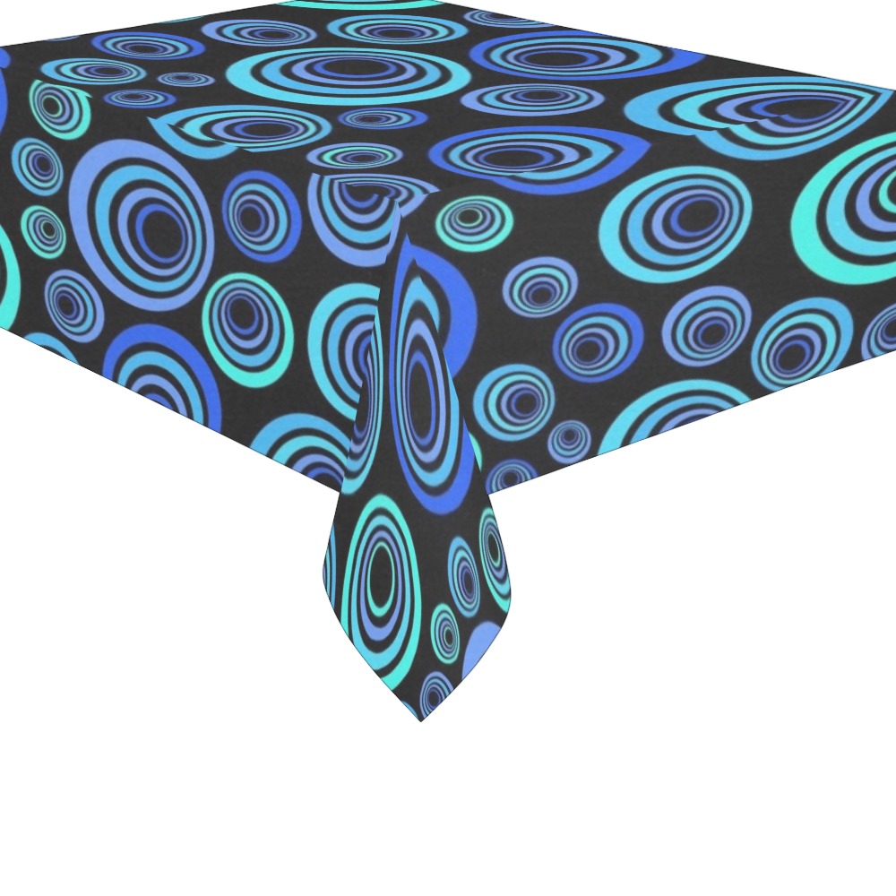 Retro Psychedelic Pretty Blue Pattern Cotton Linen Tablecloth 60"x 84"