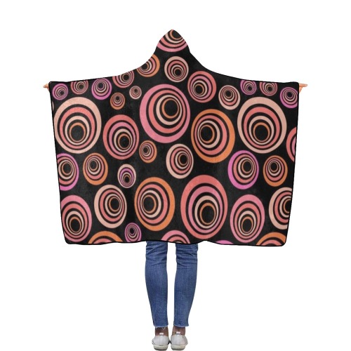 Retro Psychedelic Pretty Orange Pattern Flannel Hooded Blanket 40''x50''