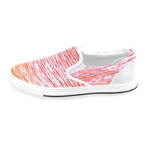 Orange and red water Slip-on Canvas Shoes for Kid (Model 019)