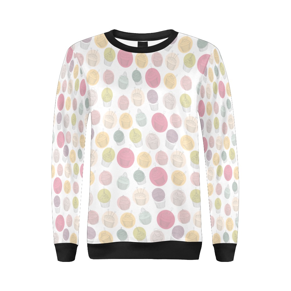 Colorful Cupcakes All Over Print Crewneck Sweatshirt for Women (Model H18)