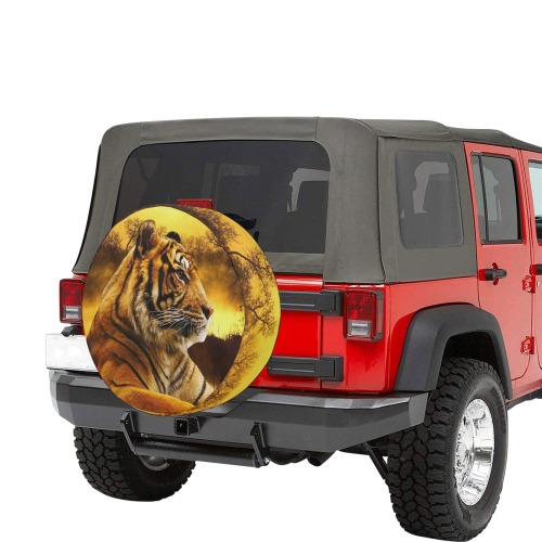Tiger and Sunset 32 Inch Spare Tire Cover