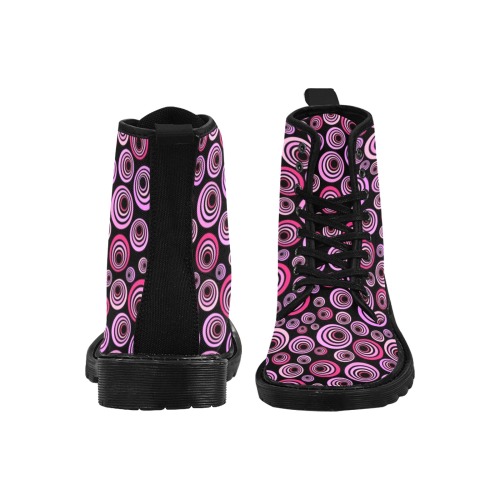 Retro Psychedelic Pretty Pink Pattern Martin Boots for Men (Black) (Model 1203H)