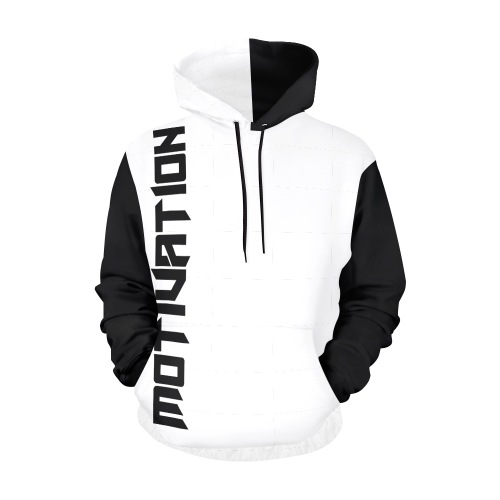 Motivation White/Black All Over Print Hoodie for Men (USA Size) (Model H13)