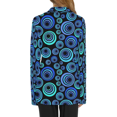 Retro Psychedelic Pretty Blue Pattern Women's Long Sleeve Pajama Shirt