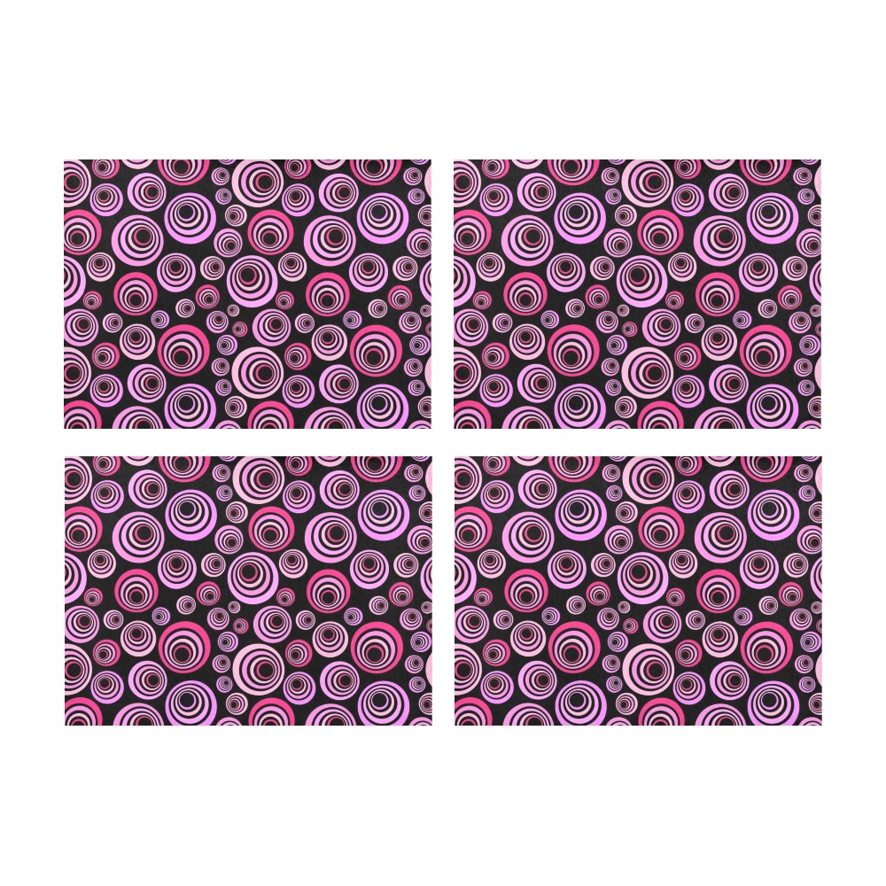 Retro Psychedelic Pretty Pink Pattern Placemat 14’’ x 19’’ (Set of 4)