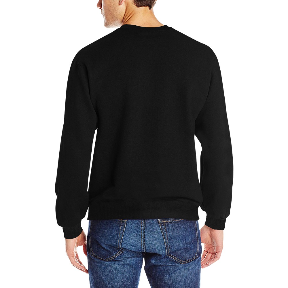 Plain Black Men's Rib Cuff Crew Neck Sweatshirt (Model H34)