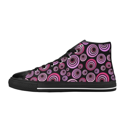Retro Psychedelic Pretty Pink Pattern Men’s Classic High Top Canvas Shoes (Model 017)