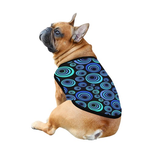 Retro Psychedelic Pretty Blue Pattern All Over Print Pet Tank Top