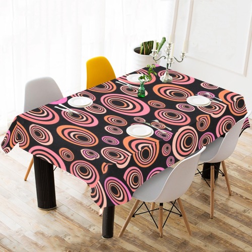 Retro Psychedelic Pretty Orange Pattern Cotton Linen Tablecloth 60"x 104"