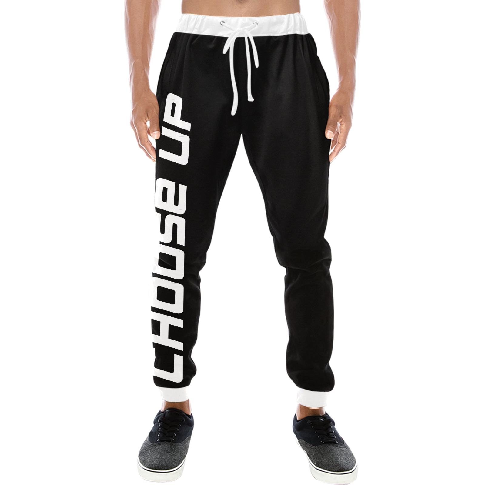 Choose Up All Black/White Men's All Over Print Sweatpants (Model L11)