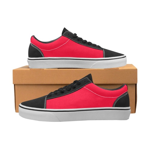 color Spanish red Women's Low Top Skateboarding Shoes (Model E001-2)