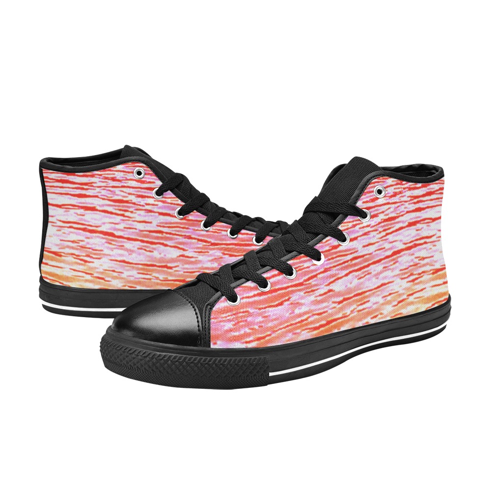 Orange and red water Women's Classic High Top Canvas Shoes (Model 017)