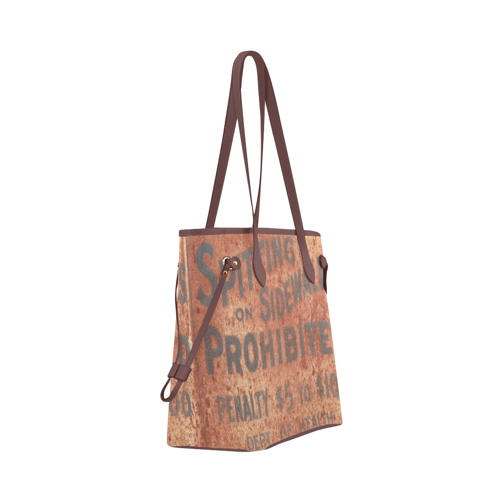 Spitting prohibited, penalty, photo Clover Canvas Tote Bag (Model 1661)
