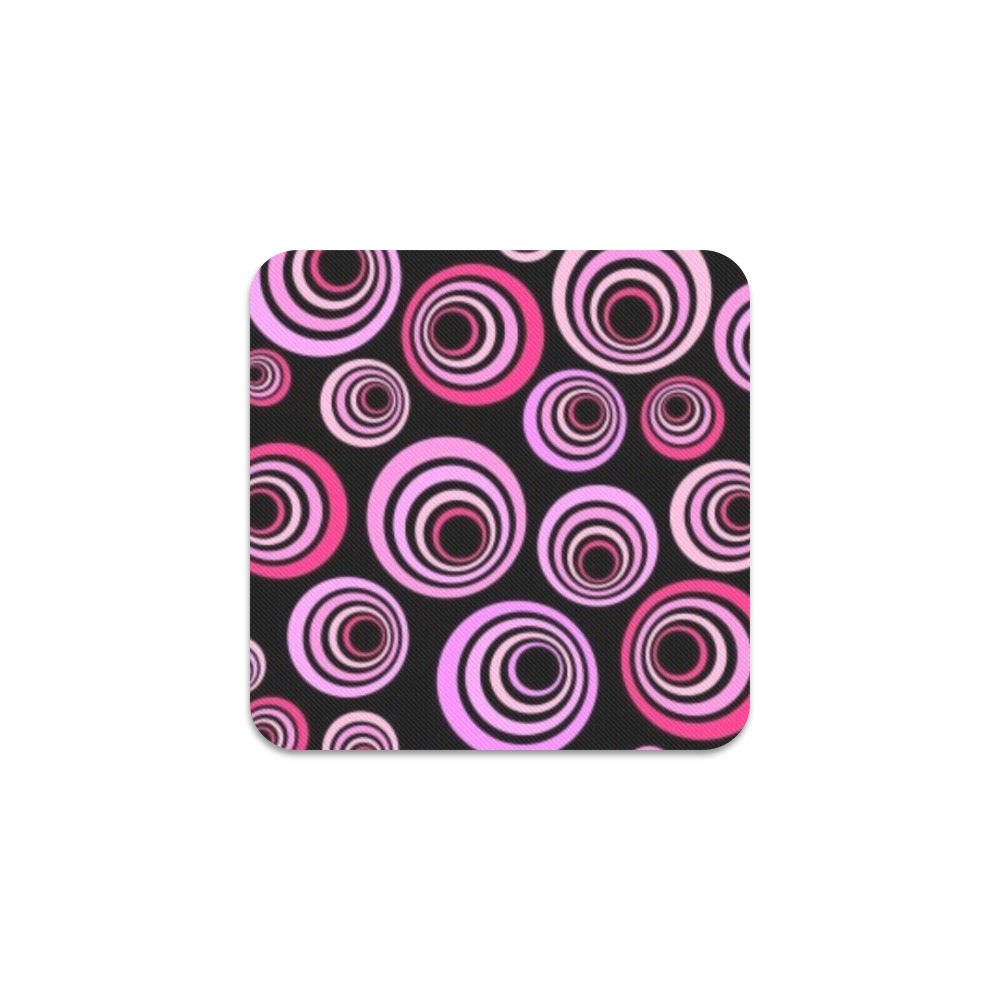 Retro Psychedelic Pretty Pink Pattern Square Coaster