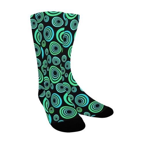 Retro Psychedelic Pretty Green Pattern Women's Custom Socks