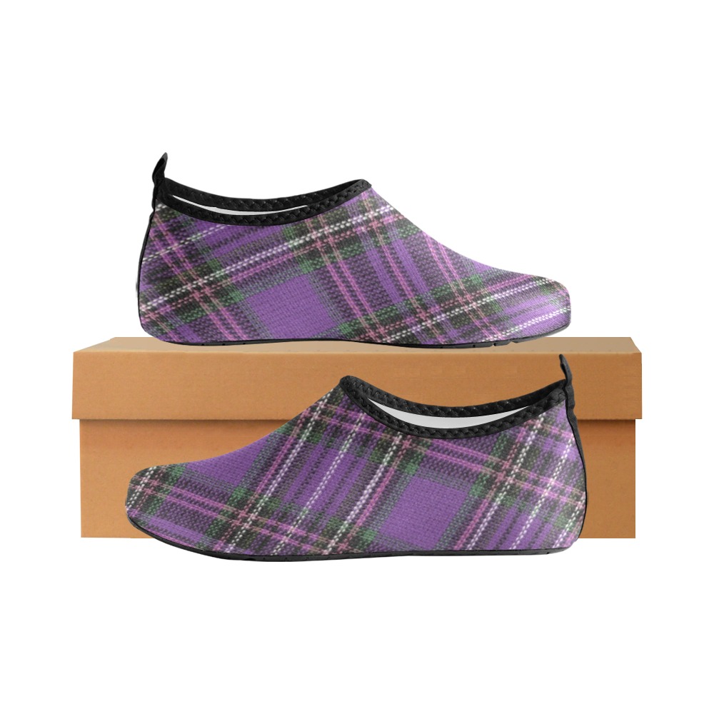 Deep Purple Plaid Men's Slip-On Water Shoes (Model 056)