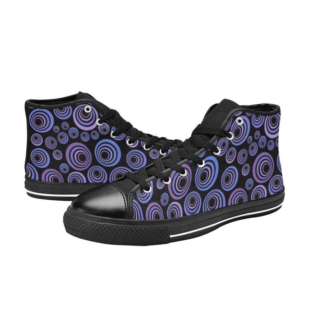 Retro Psychedelic Pretty Purple Pattern Men’s Classic High Top Canvas Shoes (Model 017)