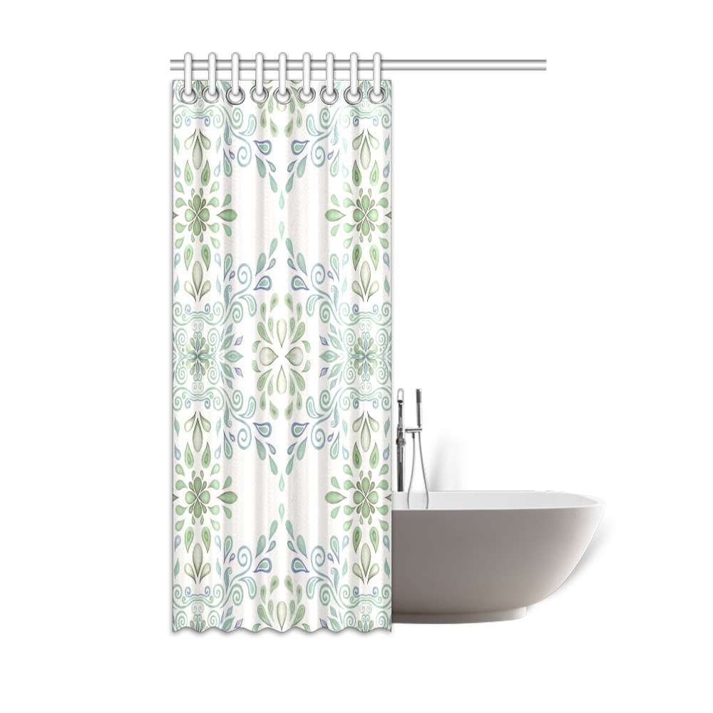 Blue and Green watercolor pattern Shower Curtain 48"x72"