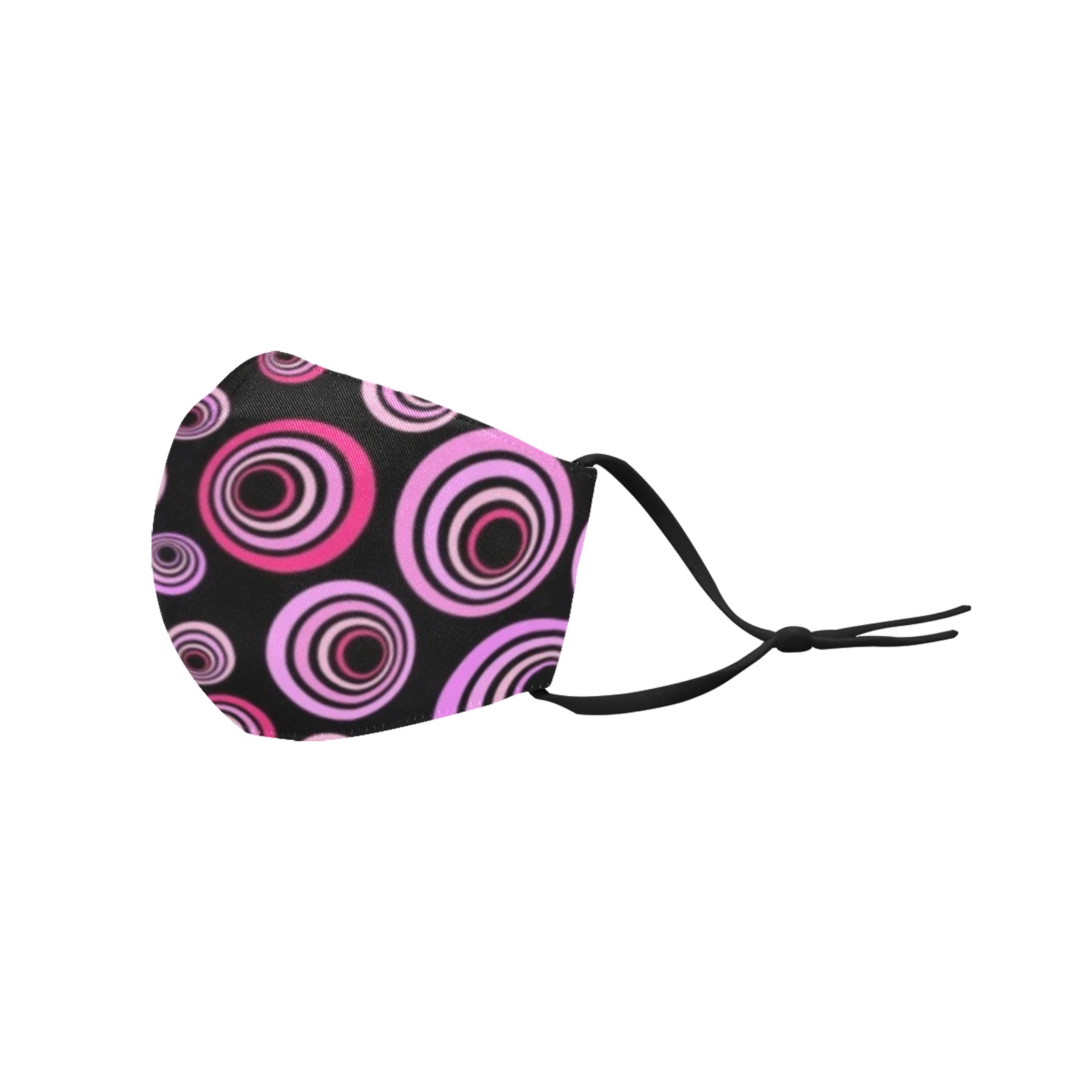 Retro Psychedelic Pretty Pink Pattern 3D Mouth Mask with Drawstring (Pack of 50) (Model M04)