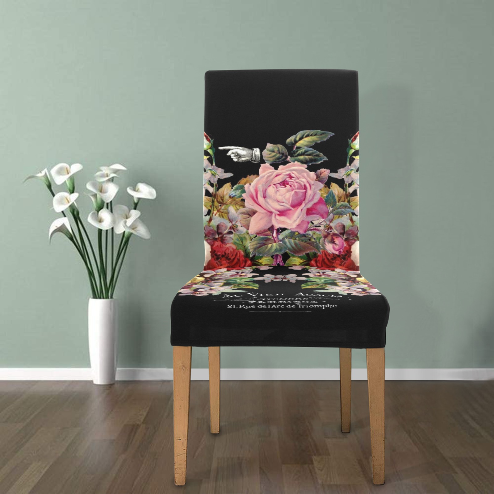 Nuit des Roses Removable Dining Chair Cover