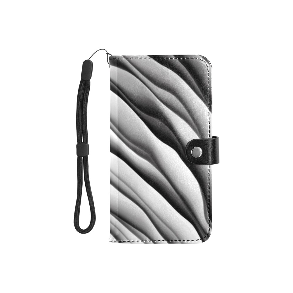 Monochrome Ink Flip Leather Purse for Mobile Phone/Small (Model 1704)