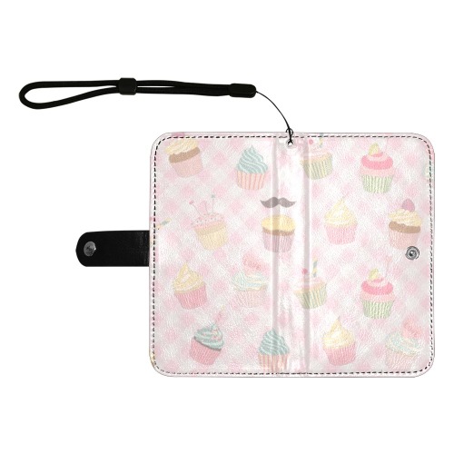 Cupcakes Flip Leather Purse for Mobile Phone/Large (Model 1703)