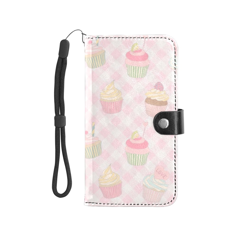 Cupcakes Flip Leather Purse for Mobile Phone/Large (Model 1703)